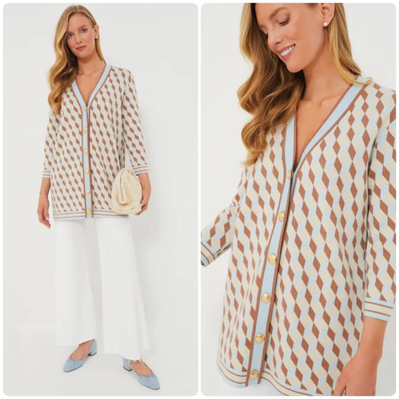 Tuckernuck Sweaters - Tuckernuck Ocean Spray Knit Geo Liv Cardigan